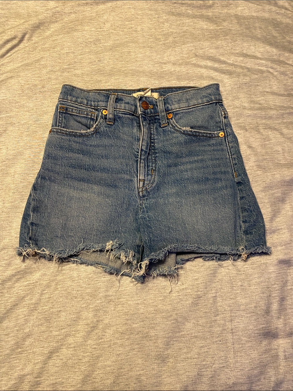 Madewell High-Rise Distressed Denim Shorts - Blue